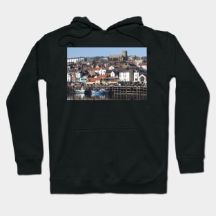 Fishing boats moored along Scarborough Sea Front, Yorkshire, UK Hoodie